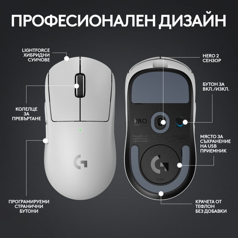 Mouse de gaming Logitech - G Pro X Superlight 2, optic, wireless