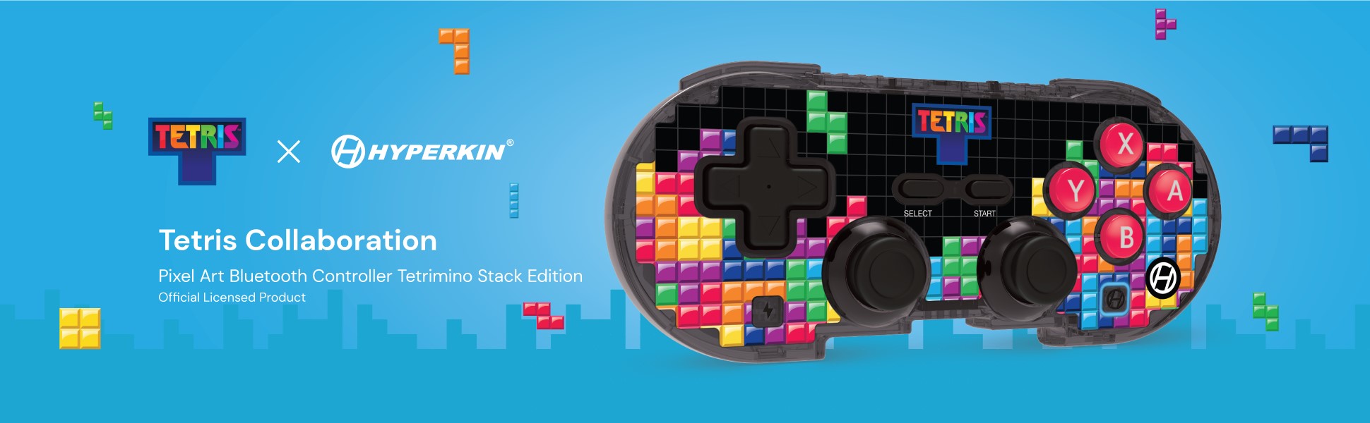 Безжичен контролер Hyperkin - Limited Edition Pixel Art Bluetooth, Tetris (Nintendo Switch/PC)