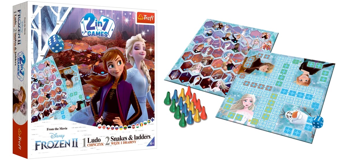 Настолна игра 2 в 1 Frozen II (Ludo/Snakes and Ladders) - детска