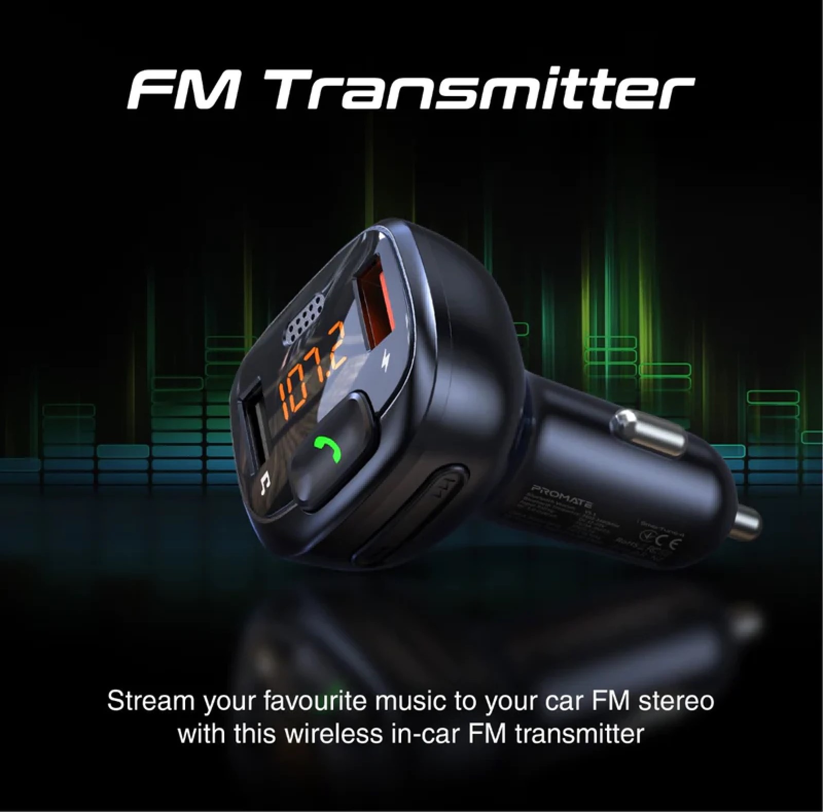   Bluetooth FM transmitter ProMate SmarTune-4 QC 3.0 black