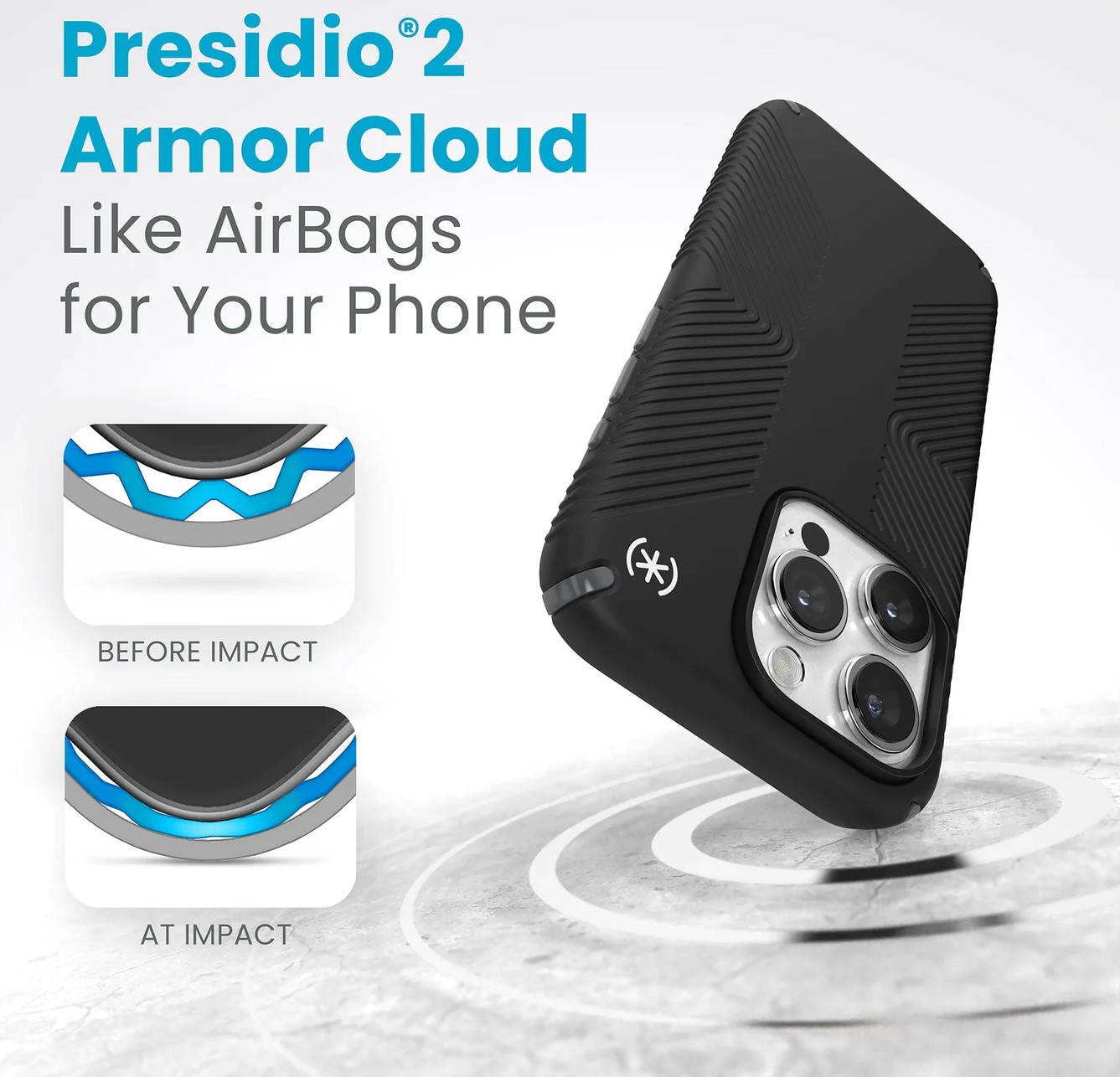    Case Speck Presidio 2 Grip iPhone 15 Pro Black/Slate Grey/White