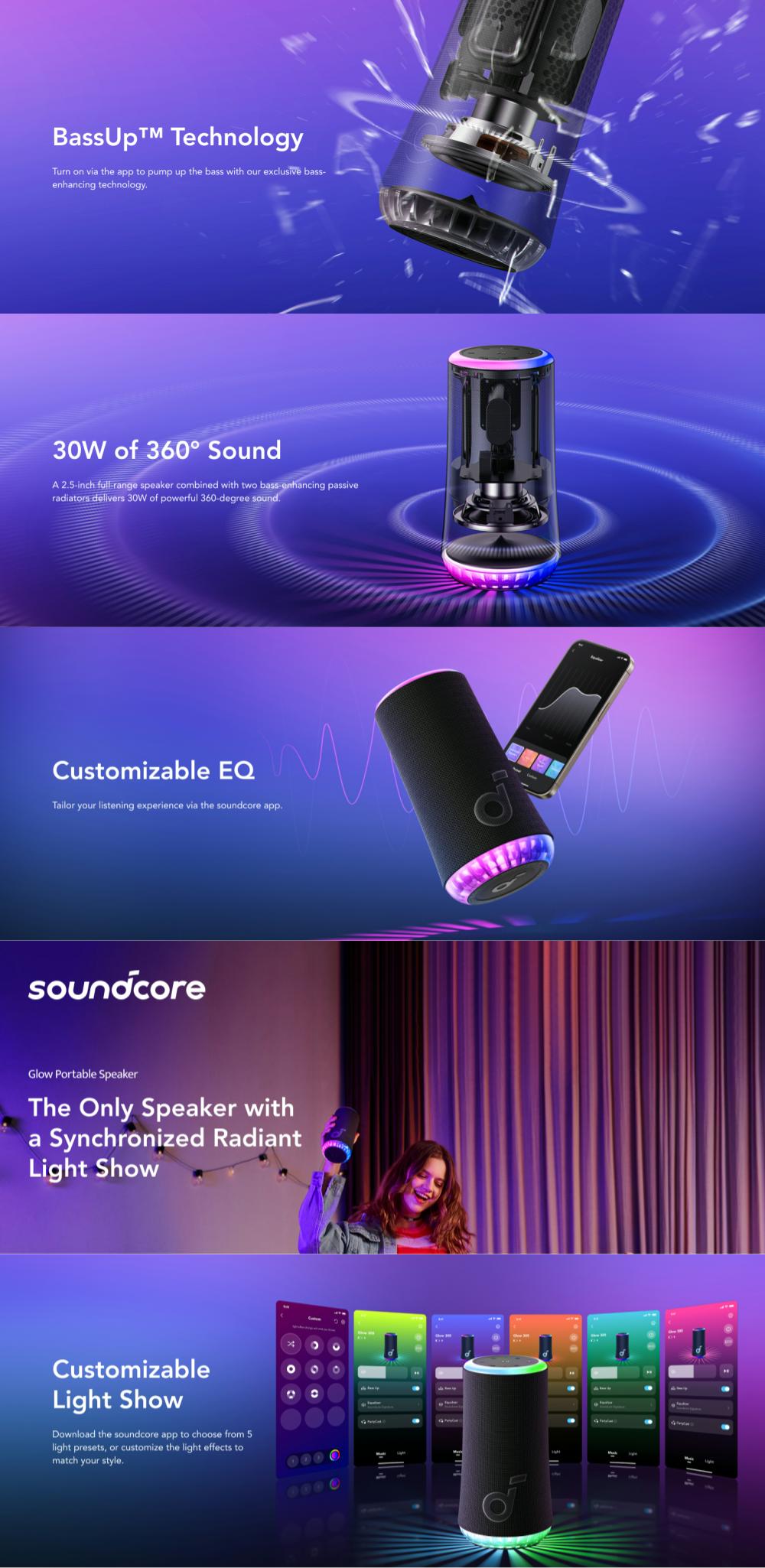    Portable speaker  Anker - SoundCore Glow, Blue