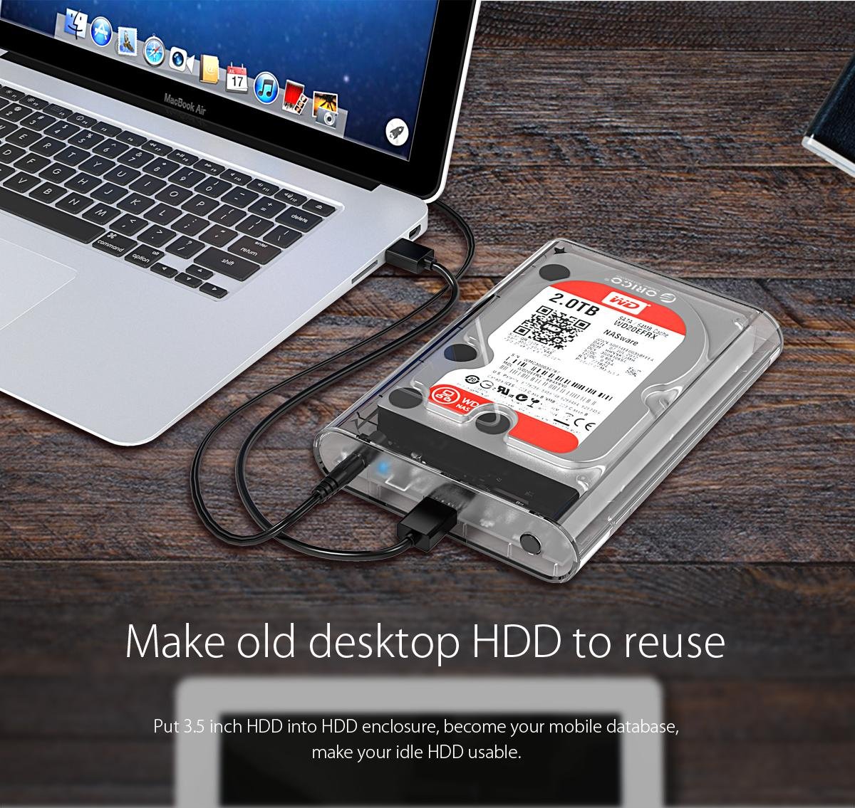   Hard drive case Orico 3139U3 USB 3.0 3.5'' transparent