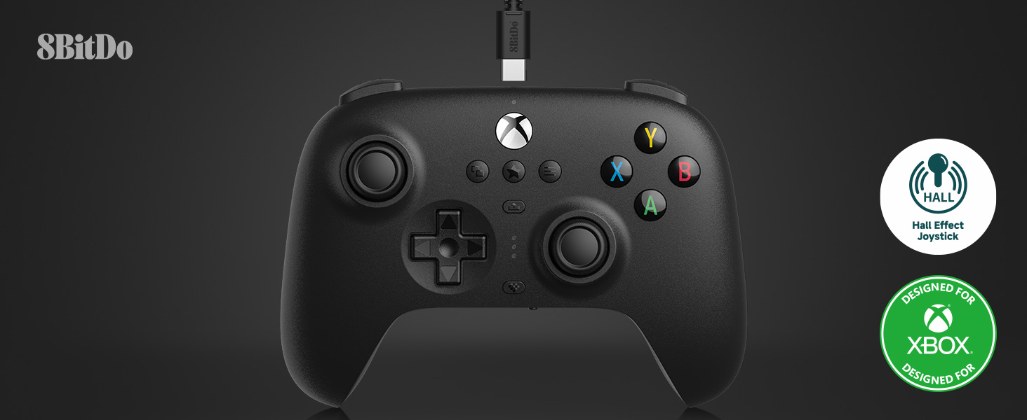 Контролер 8BitDo - Ultimate Wired, Hall Effect Edition, жичен, черен (Xbox One/Xbox Series X/S)