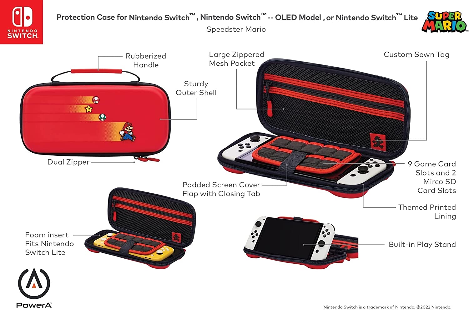Защитен калъф PowerA - Nintendo Switch/Lite/OLED, Speedster Mario