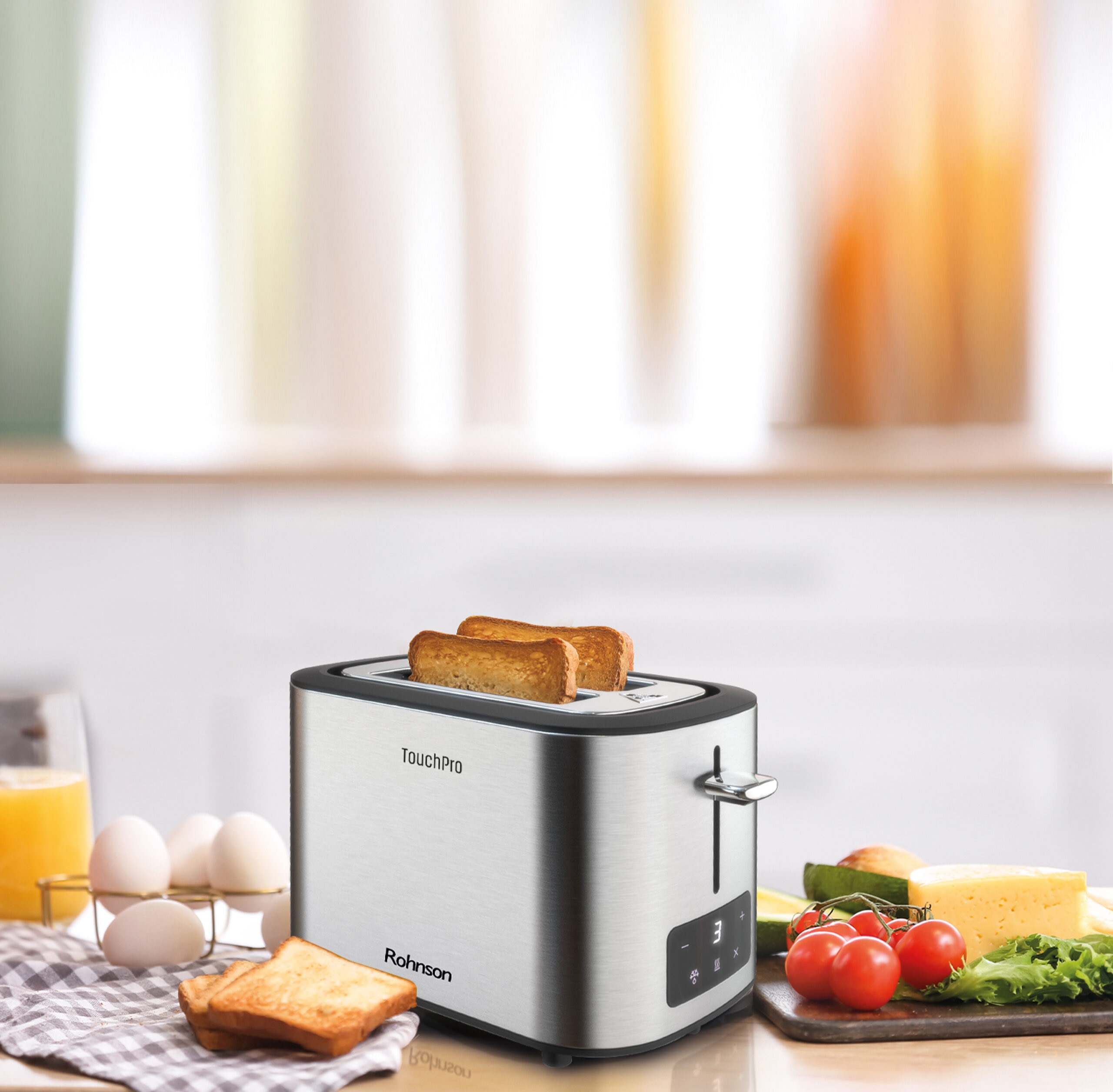      Toaster Rohnson - R-222T, 870W, 6 levels, silver