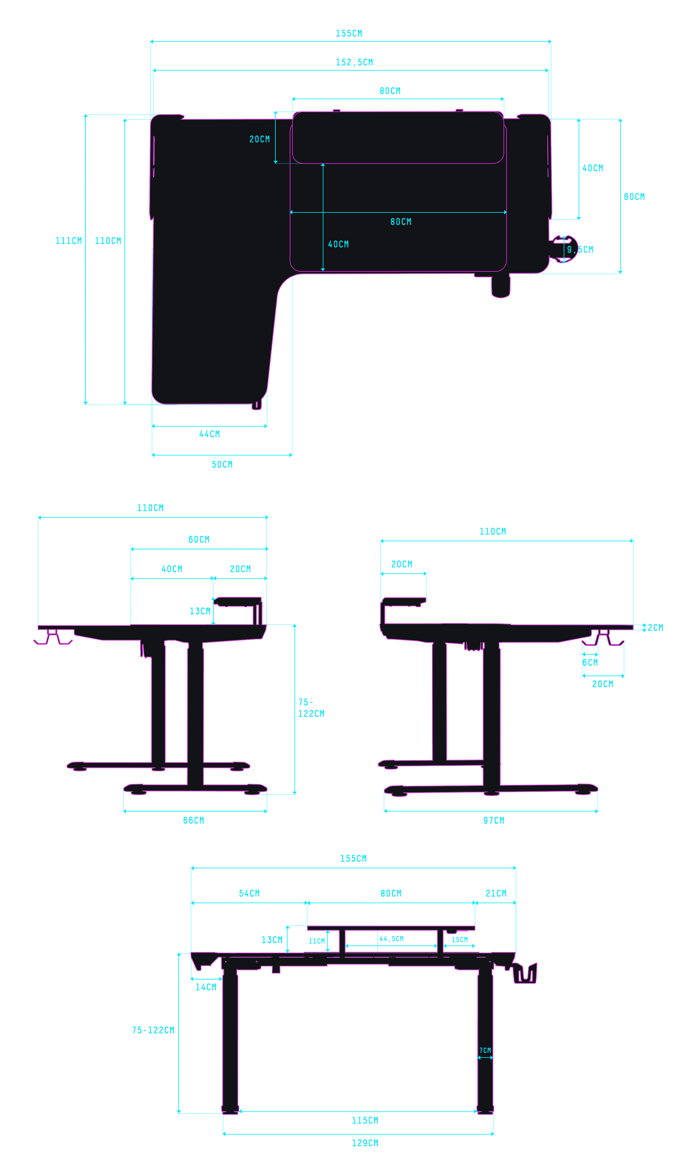 Desk dimensions