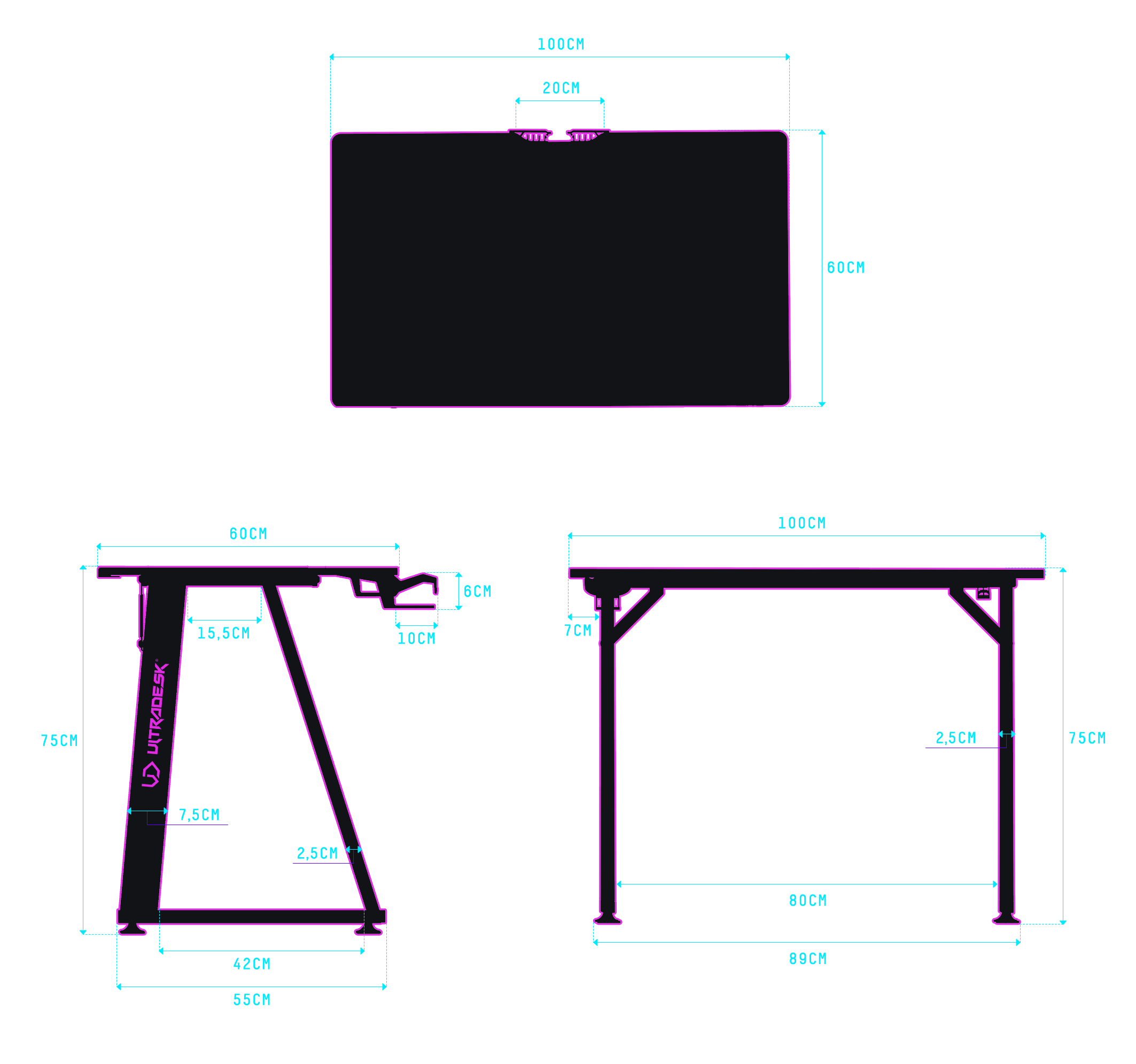 Desk dimensions