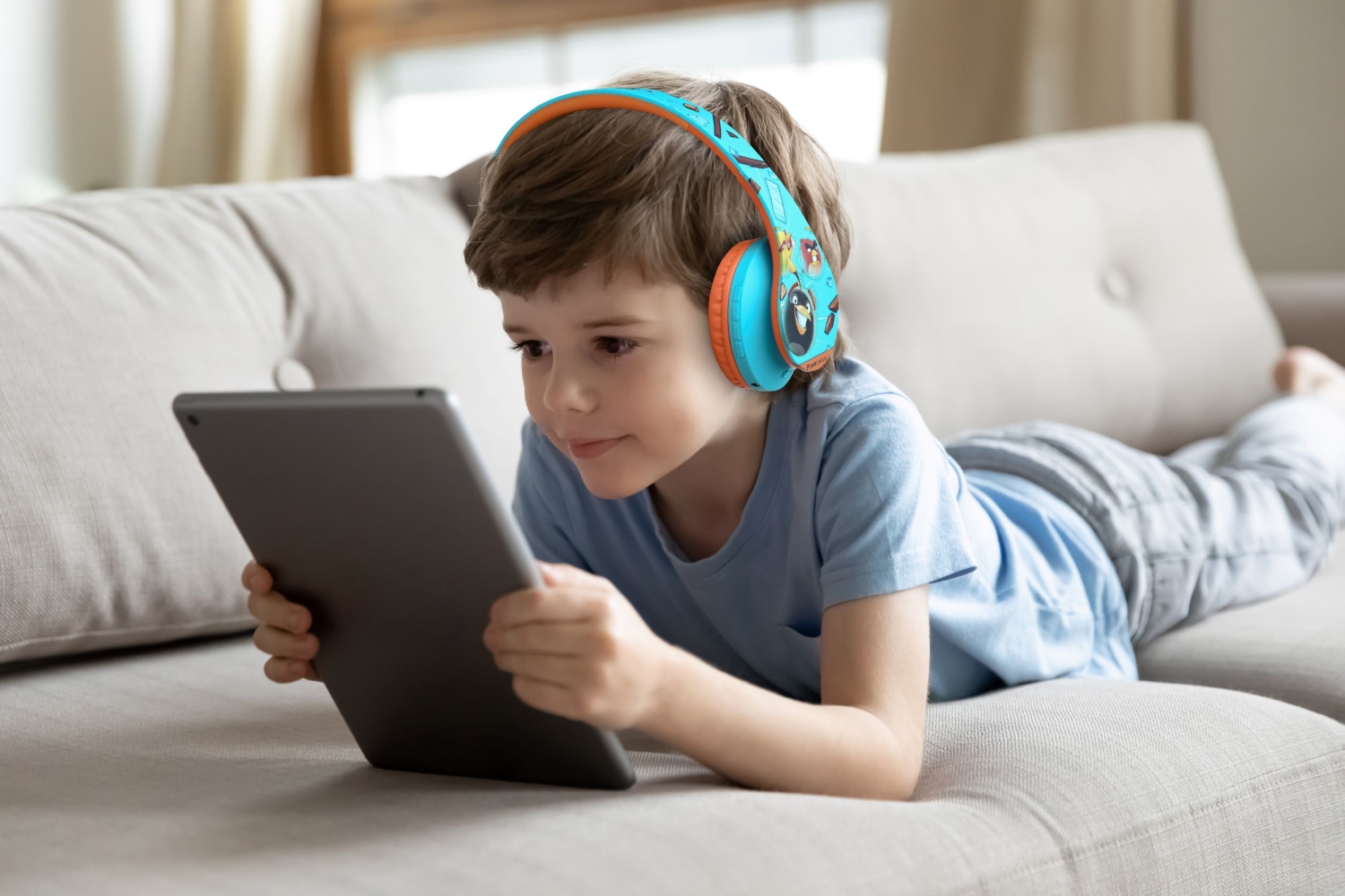     Children's headphones PowerLocus P2 Kids Angry Birds Wireless blue/orange